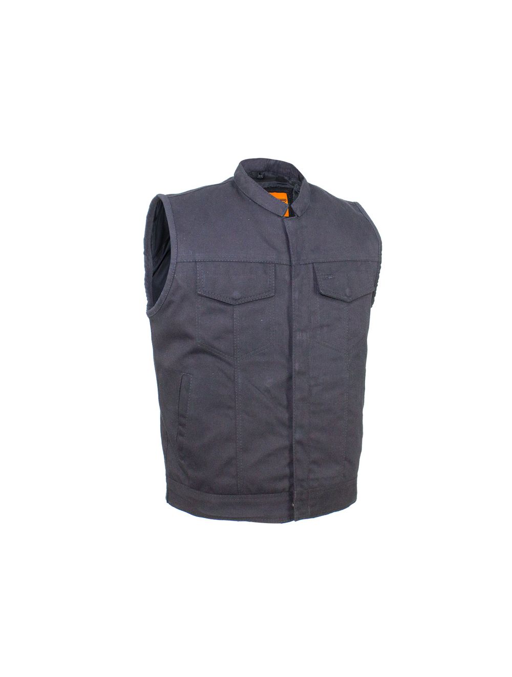 black denim motorcycle club vest